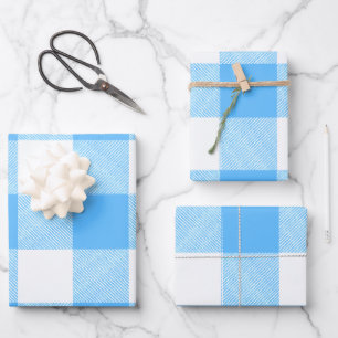 Slow-Living Summer Sky Check Wrapping Paper Sheets