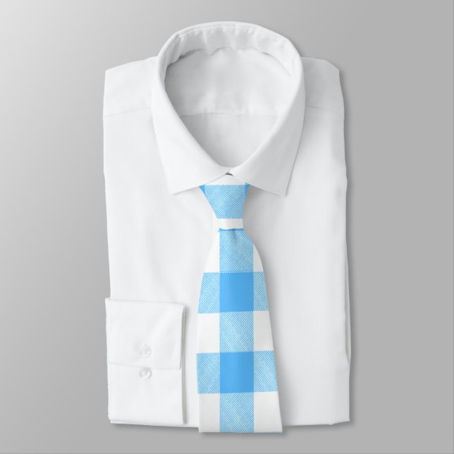 Slow-Living Summer Sky Plaid Neck Tie (Tied)