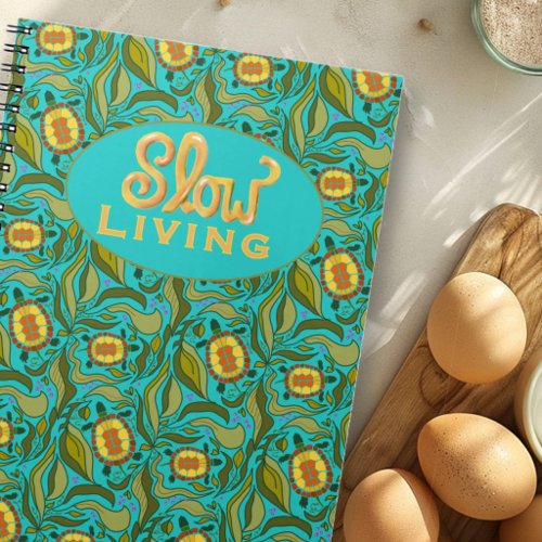 Slow Living Turtles Illustrated Pattern  Notebook