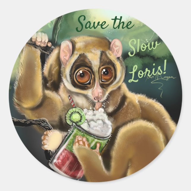 Slow Loris Smoothie Classic Round Sticker (Front)