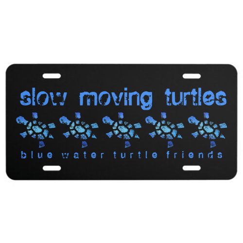 Slow Moving Blue Water Turtles License Plate