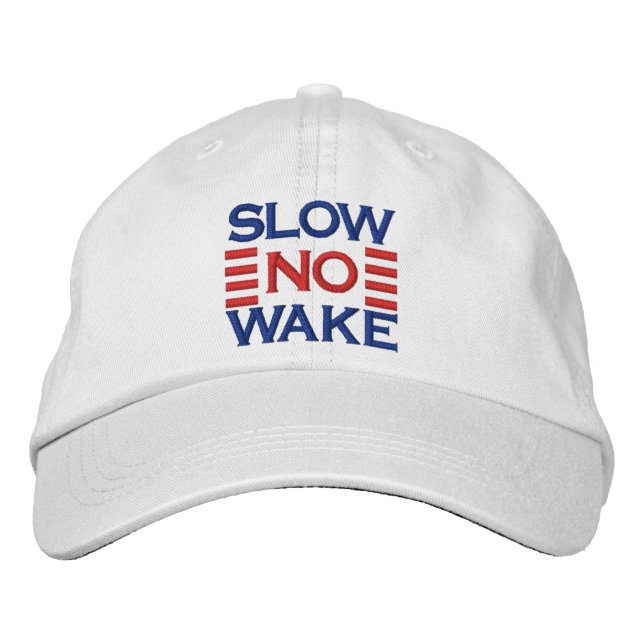 Slow No Wake CAPTAIN Stripes Embroidered Embroidered Baseball Cap (Front)