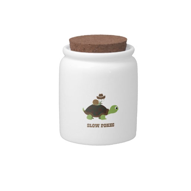 Slow Poke - cowboy snail and turtle Candy Jar (Front)