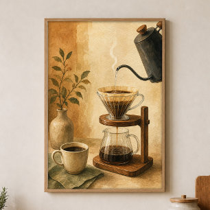 Slow Pour Over Watercolour Cottagecore Art Poster
