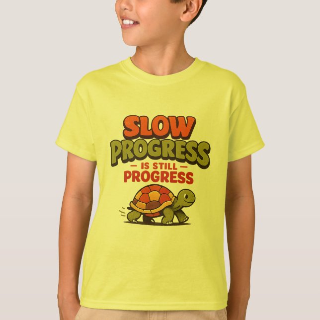Slow Progress Is Still Progress Turtle Motivation T-Shirt (Front)
