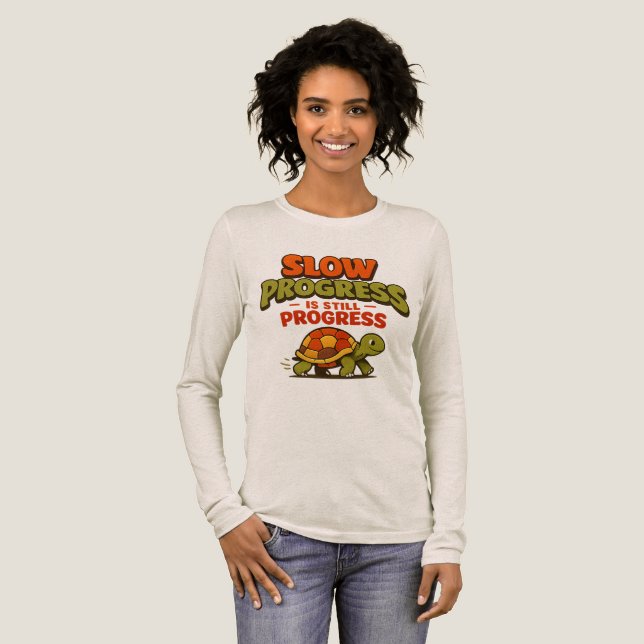 Slow Progress Is Still Progress Turtle Motivation Tri-Blend Shirt (Full Front)