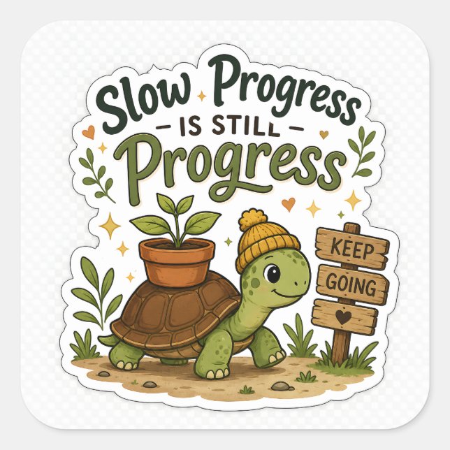 Slow Progress Is Still Progress Turtle Sticker  (Front)