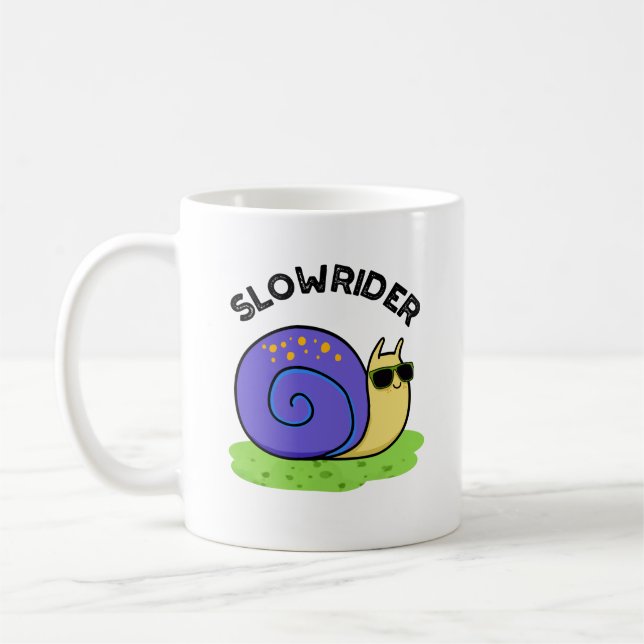 Slow Rider Funny Low Rider Snail Pun  Coffee Mug (Left)