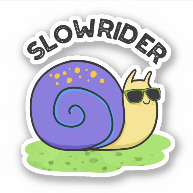 Slow Rider Funny Low Rider Snail Pun  Sticker (Front)