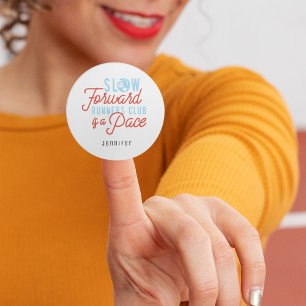 Slow Runners Club Funny Quote Blue Orange Text Classic Round Sticker