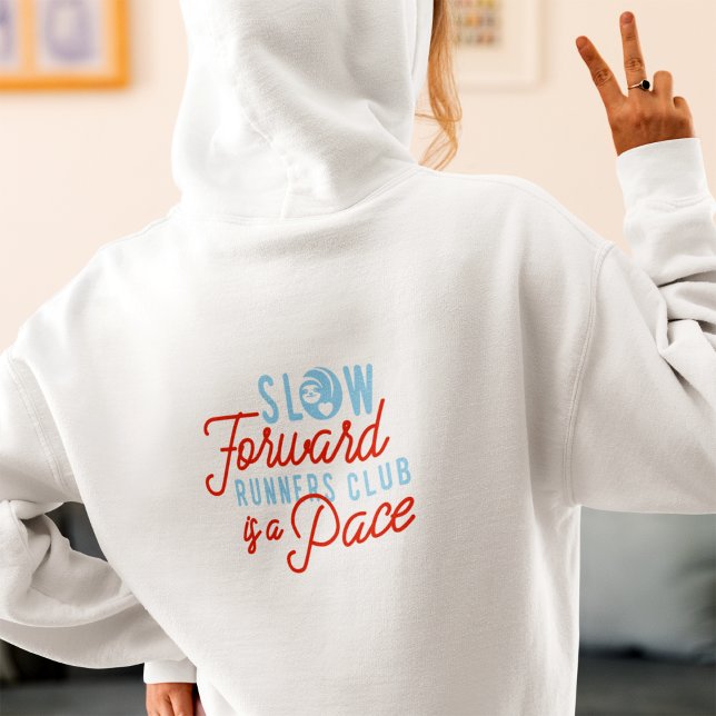 Slow Runners Club Funny Quote Blue Orange Text  Hoodie (Creator Uploaded)