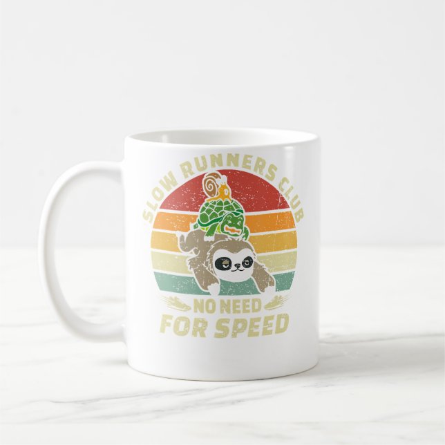 Slow Runners Club Funny Sloth Running Team Coffee Mug (Left)