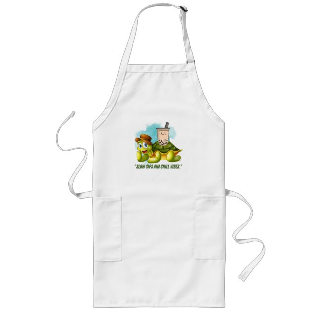 SLOW SIPS AND CHILL VIBES  LONG APRON (Front)