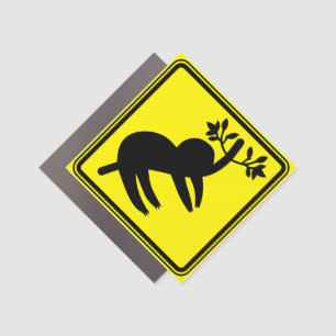 Slow Sloth Clipart Lazy Sloth Animal Art Warning Car Magnet