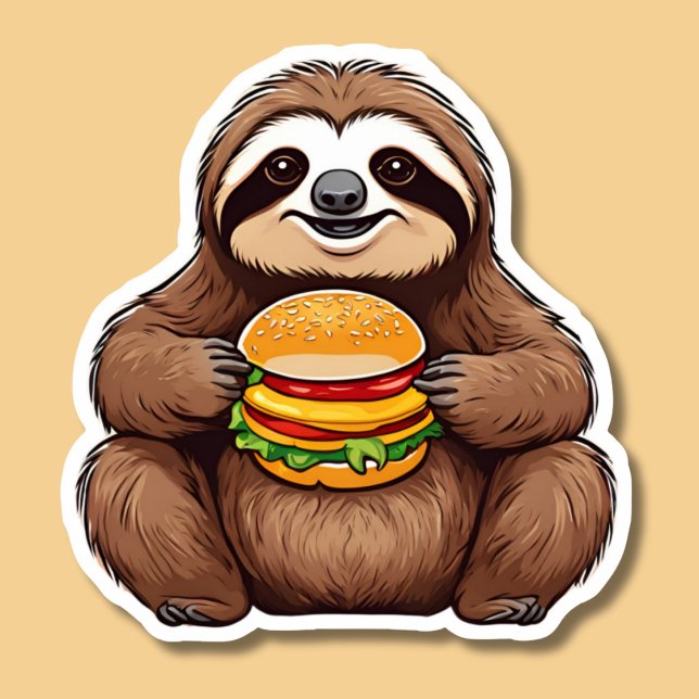 Slow Sloth with Fast Food Waterproof  Sticker (Creator Uploaded)