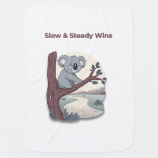 **"Slow & Steady Wins – Motivational Cute Koala "* Baby Blanket