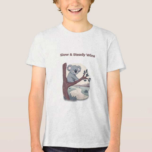 **"Slow & Steady Wins – Motivational Cute Koala "* Tri-Blend Shirt (Front)