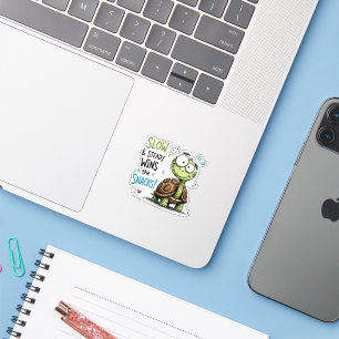 Slow & Steady Wins the Snacks Cute Turtle Kids Sticker