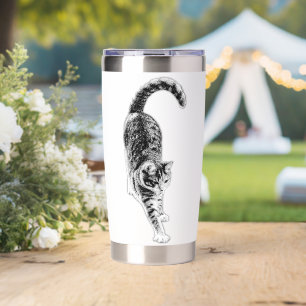 Slow Stretch Tabby Cat Mug Insulated Tumbler