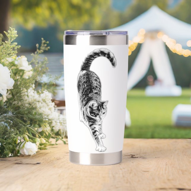 Slow Stretch Tabby Cat Mug Insulated Tumbler (Wedding (Rotated))
