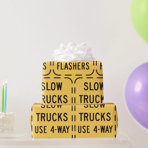 Slow Trucks Road Sign Wrapping Paper