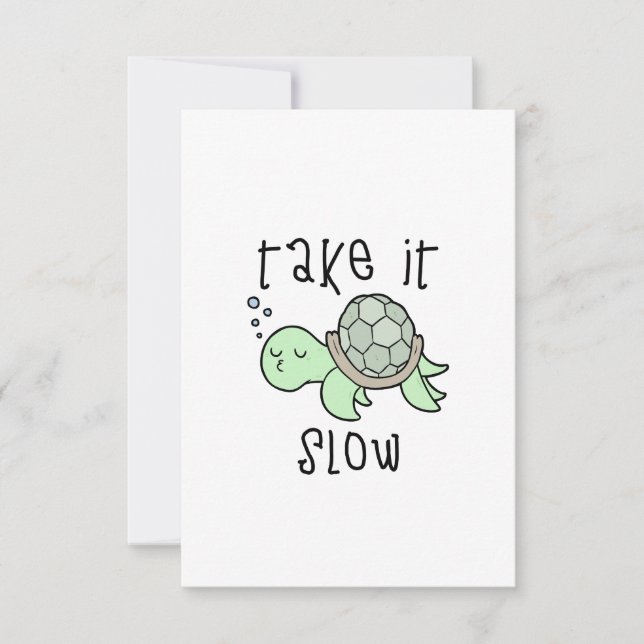 Slow Turtle Motivational Cute Gift Good Positivity Thank You Card (Front)