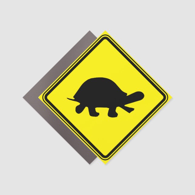 Slow Turtle Silhouette Clip Art Turtle Shell Warni Car Magnet (Front)