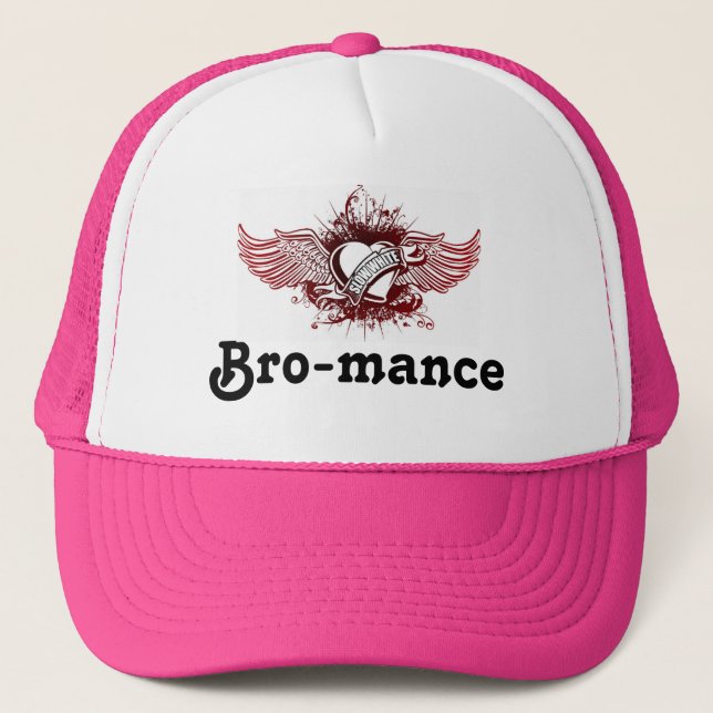 Slow-White logo, Bro-mance Trucker Hat (Front)
