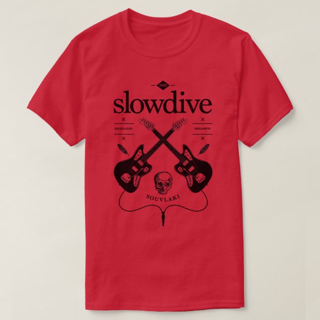 Slowdive Guitar Vintage Logo T-Shirt (Design Front)