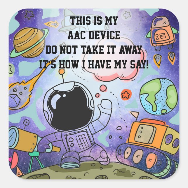 SLP AAC Aids - ALERT Stickers for Devices - Space (Front)