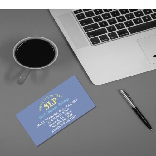 SLP business cards serving tots to teens