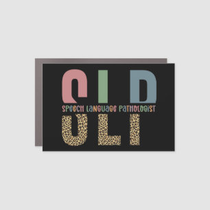 SLP cheetah print Speech language pathologist gift Car Magnet