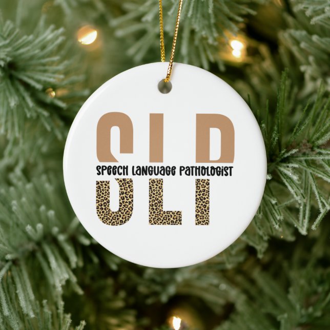 SLP cheetah print Speech language pathologist gift Ceramic Ornament (Tree)