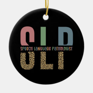 SLP cheetah print Speech language pathologist gift Ceramic Ornament