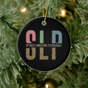 SLP cheetah print Speech language pathologist gift Ceramic Ornament