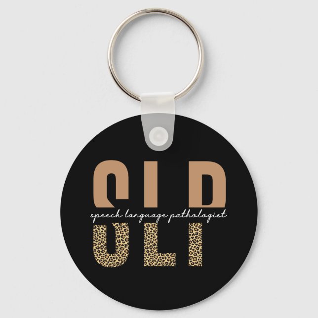 SLP cheetah print Speech language pathologist gift Keychain (Front)