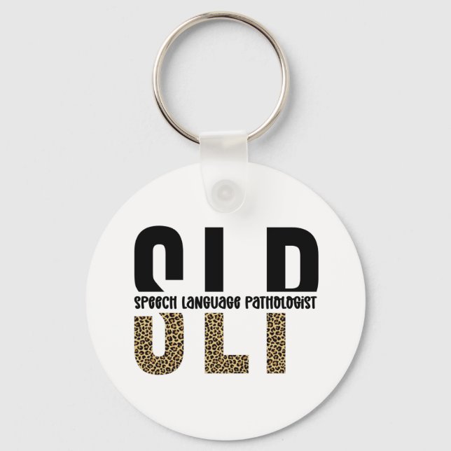 SLP cheetah print Speech language pathologist gift Keychain (Front)