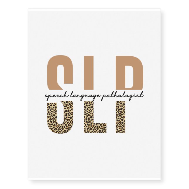 SLP cheetah print Speech language pathologist gift Temporary Tattoos (Front)