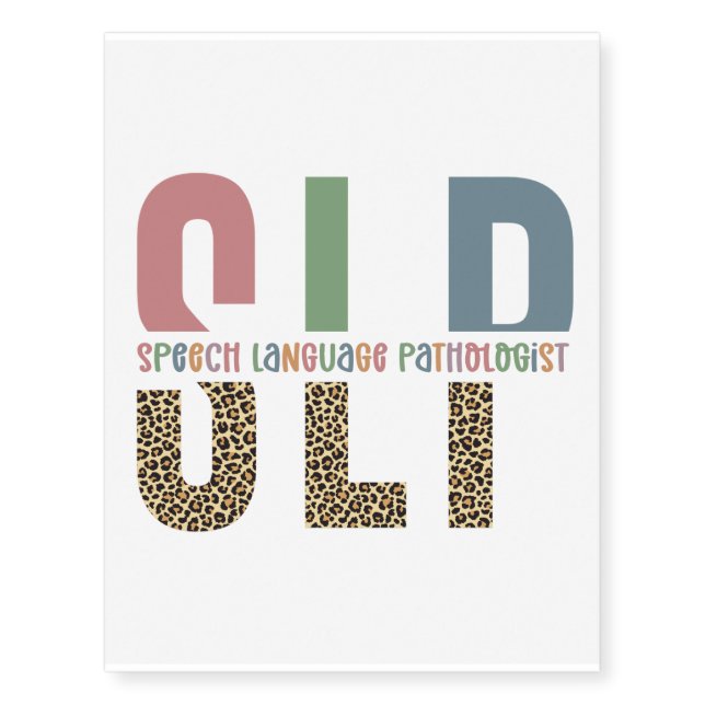 SLP cheetah print Speech language pathologist gift Temporary Tattoos (Front)