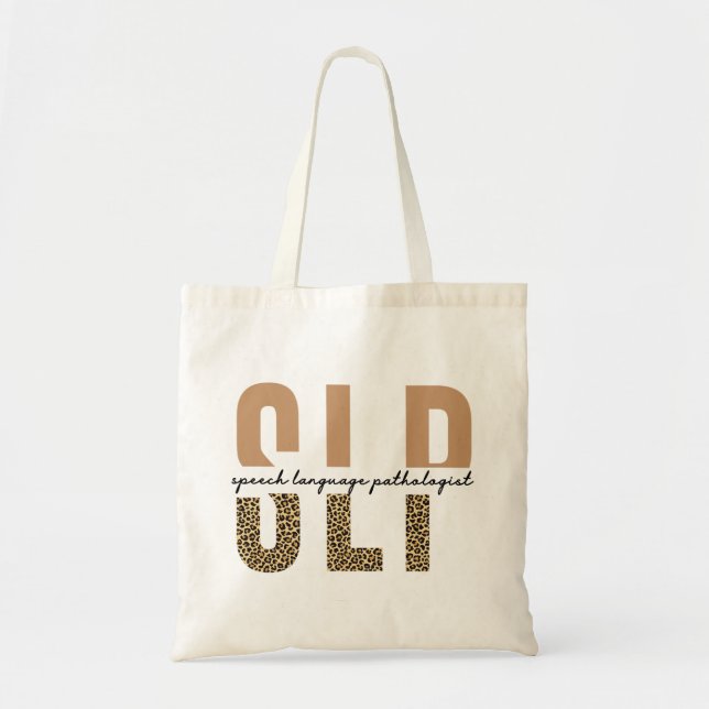 SLP cheetah print Speech language pathologist gift Tote Bag (Front)