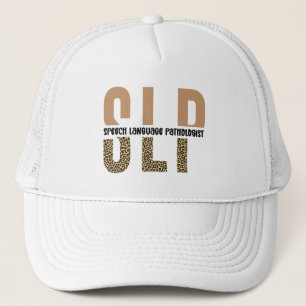 SLP cheetah print Speech language pathologist gift Trucker Hat