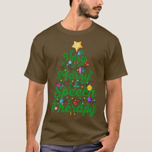 SLP Christmas Very Merry Speech Therapy Christmas T_Shirt