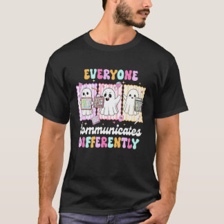 SLP Halloween Vibes Boo Everyone Communicates Diff T-Shirt