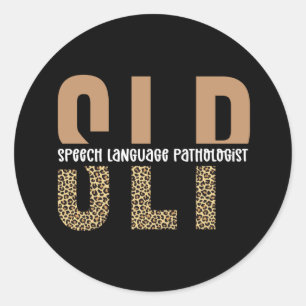 SLP Leopard Print Speech Language Pathologist Classic Round Sticker