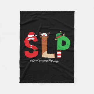 Slp Speech Language Pathologist Christmas Slp Sant Fleece Blanket