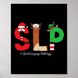 Slp Speech Language Pathologist Christmas Slp Sant Poster