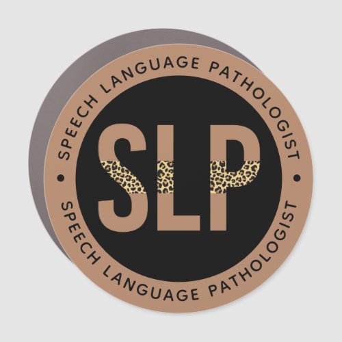 SLP Speech Language Pathologist Leopard Print Car Magnet