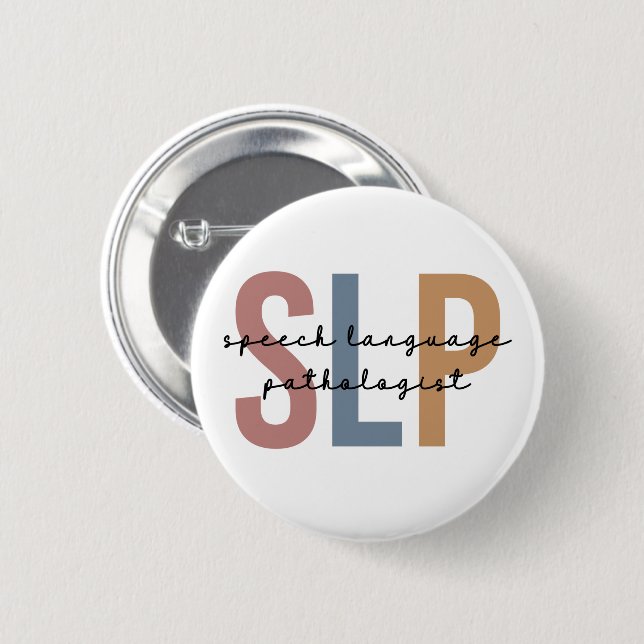 SLP Speech Language Pathologist Retro Button (Front & Back)