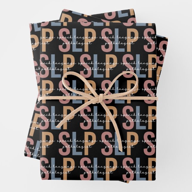 SLP Speech Language Pathologist Retro Pattern Wrapping Paper Sheets (In situ)