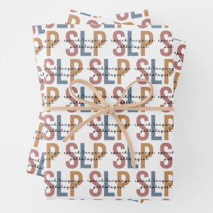 SLP Speech Language Pathologist Retro Pattern Wrapping Paper Sheets